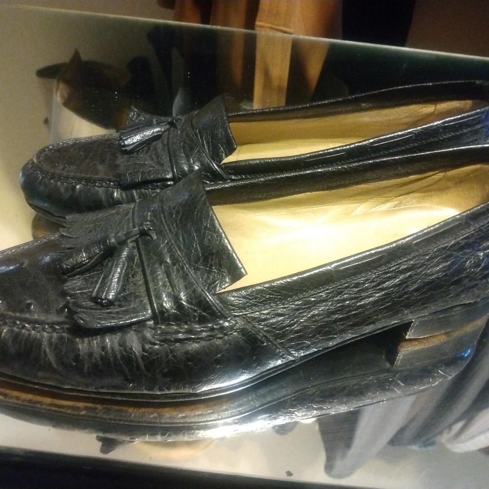 Bruno Magli Men's Black Kiltie&Tassel OstrichSkin Dress  Loafer Size12M (36)